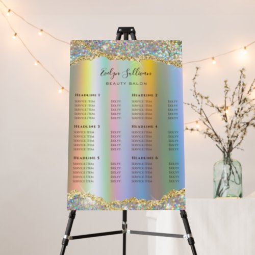 Faux gold iridescent glitter foil price list foam board