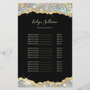 Faux gold iridescent glitter price list flyer