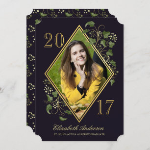 Faux Gold Ivy League Grad Photo Invitation II