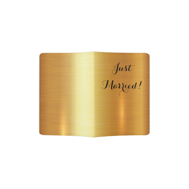 Faux gold just married honeymoon passport holder (Opened)