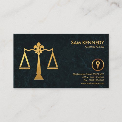 Faux Gold Justice Scales Elegant Grunge Lawyer Business Card