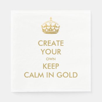 Faux Gold Keep Calm And Carry On 50th Wedding Napkins by MovieFun at Zazzle