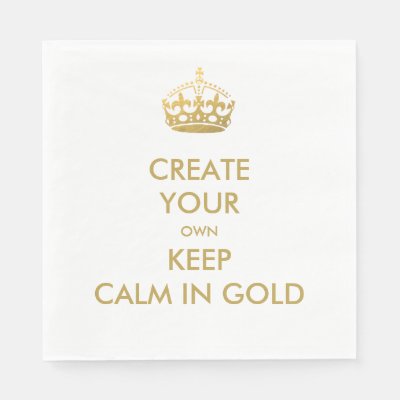 Faux Gold Keep Calm and Carry On 50th Wedding Napkins