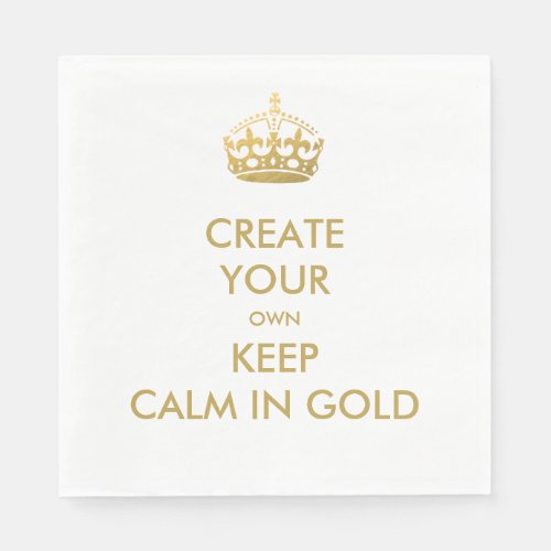 Faux Gold Keep Calm and Carry On 50th Wedding Napkins