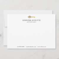 Faux Gold Key Personalized Chic Realtor Stationery