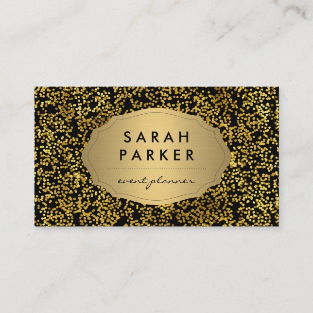 Faux Gold Label Scattered Dot Pattern Business Card (Front)