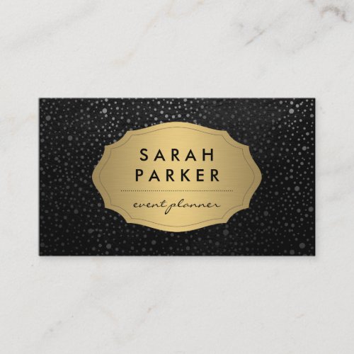 Faux Gold Label with Chic Metallic Dot Pattern Business Card