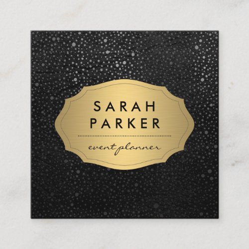Faux Gold Label with Chic Metallic Dot Pattern Square Business Card