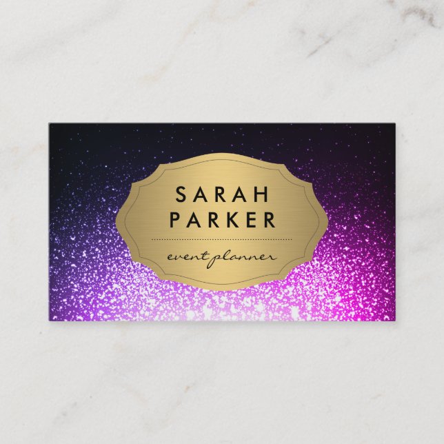Faux Gold Label with Glitter Glam Sparkle Business Card (Front)