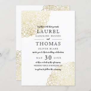 Faux Gold Lace Elegant Wedding Invitation