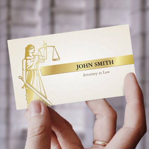 Faux Gold Lady Justice Professional Attorney Business Card