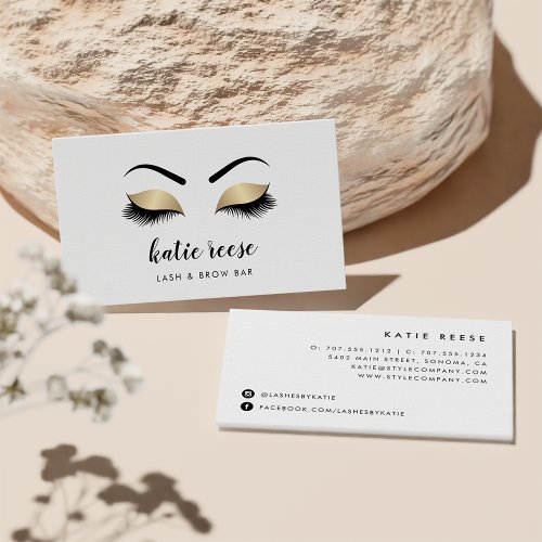 Faux Gold Lashes  Brows Beauty Business Card
