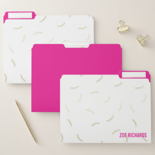 Faux Gold Lashes & Magenta - Name File Folder
