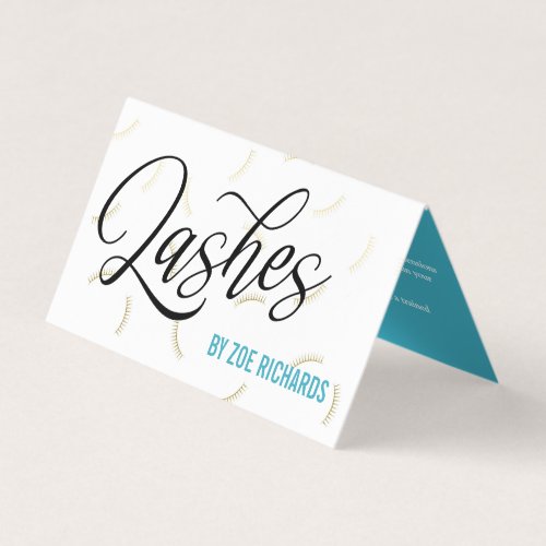 Faux Gold Lashes Turquoise Lash Artist Aftercare Business Card