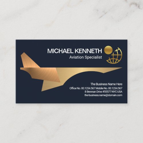 Faux Gold Layers Jet Airplane Aviation Pilot Business Card
