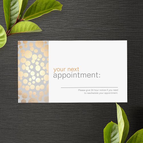 Faux Gold Leaf Circles Gray Appointment Card 1