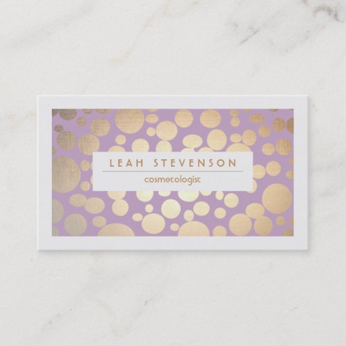 Faux Gold Leaf Cosmetologist Purple Stylist Business Card