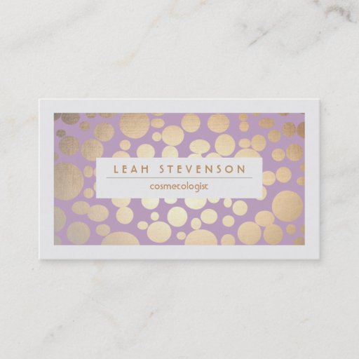 Customizable Faux Gold Leaf Cosmetologist Purple Stylist Business Card