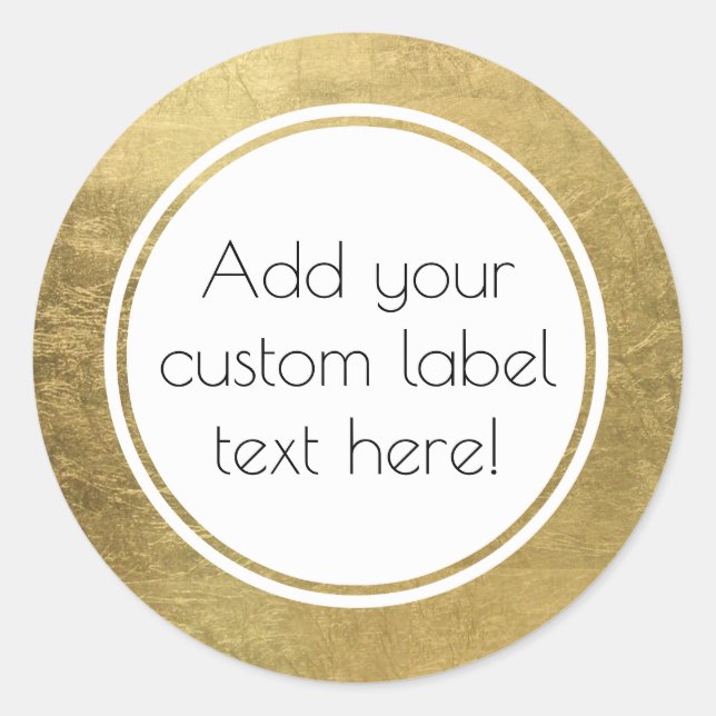 Faux Gold Leaf Custom Craft Favor Wedding Classic Round Sticker (Front)