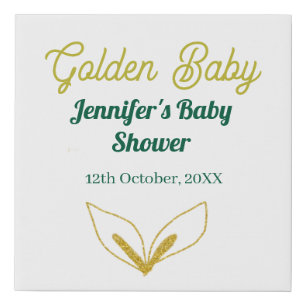 Faux gold leafy green forest enchantedbaby shower canvas print