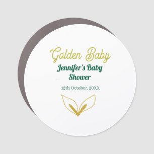 Faux gold leafy green forest enchantedbaby shower  car magnet