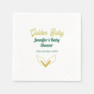 Faux gold leafy green forest enchantedbaby shower napkins