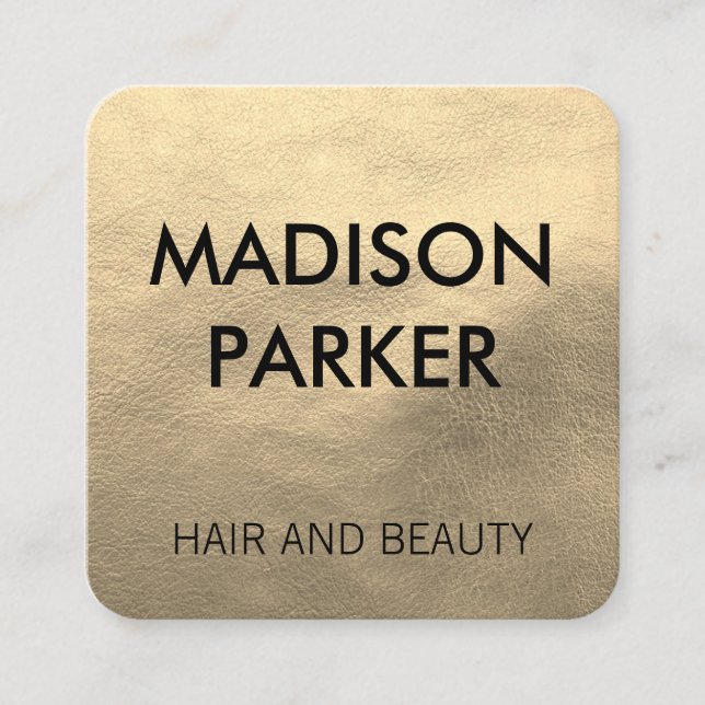 Faux Gold Leather Square Business Card (Front)