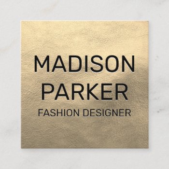 Faux Gold Leather Square Business Card by lovely_businesscards at Zazzle
