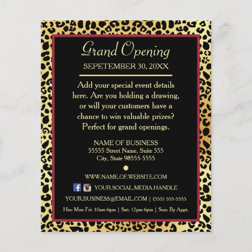 FAUX Gold Leopard Hair Boutique Special Event Flyer