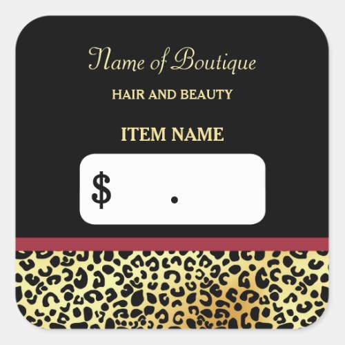 FAUX Gold Leopard Print Hair Boutique Price Tags