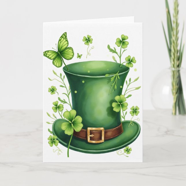 Faux Gold Leprechaun Hat Card (Front)
