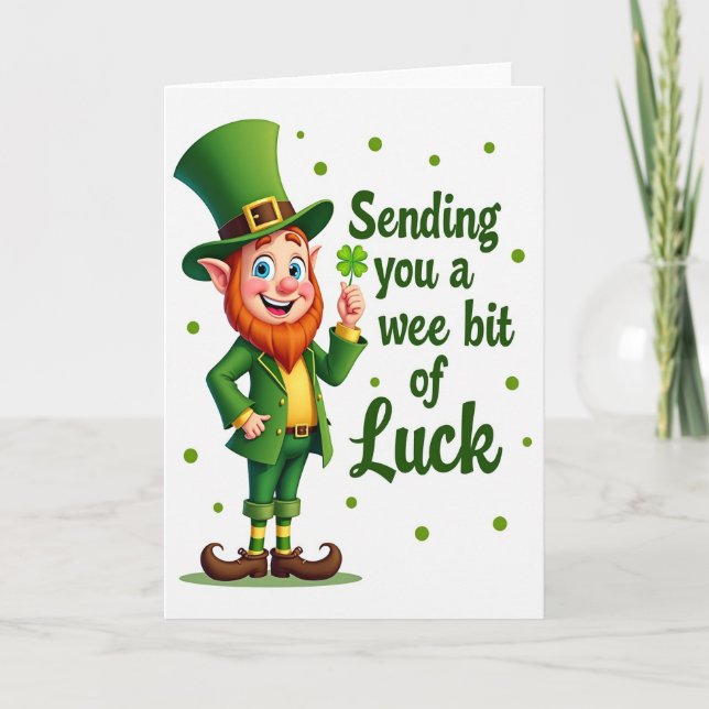 Faux Gold Leprechaun Luck Card (Front)