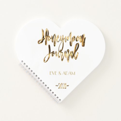 Faux Gold Lettering Elegant Honeymoon Journal 2021