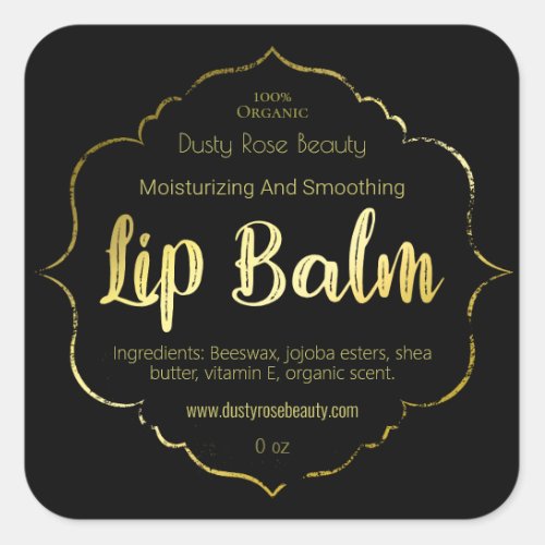 Faux Gold Lip Balm Label Handmade Business