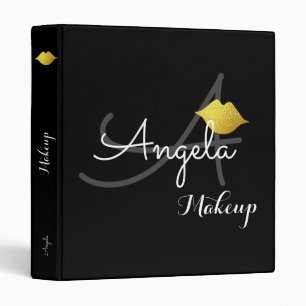 faux gold lips . makeup artist monogram beauty 3 ring binder