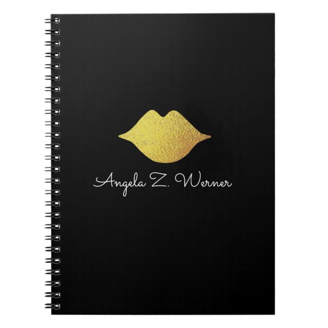 faux gold lips + name notebook (Front)