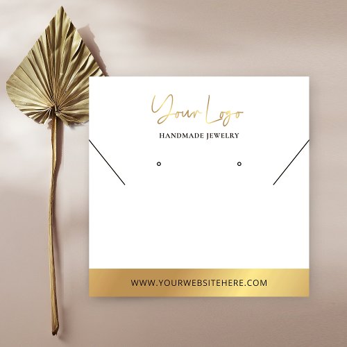 Faux Gold Logo Modern Earring Jewelry Display Square Business Card