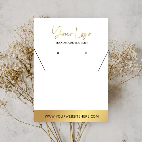Faux Gold Logo Modern Earring Necklaces Display Business Card