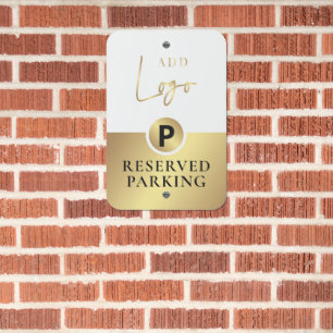 Faux Gold Logo Staff Client Reserved Parking Metal Sign