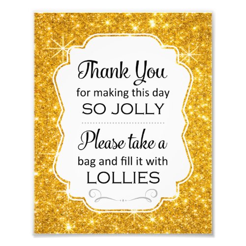 Faux Gold Lolly Buffet Bridal Shower Sign Print