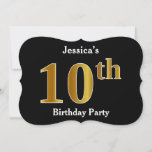[ Thumbnail: Faux Gold Look 10th Birthday Party + Custom Name Invitation ]