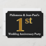 [ Thumbnail: Faux Gold Look 1st Wedding Anniversary Party Invitation ]