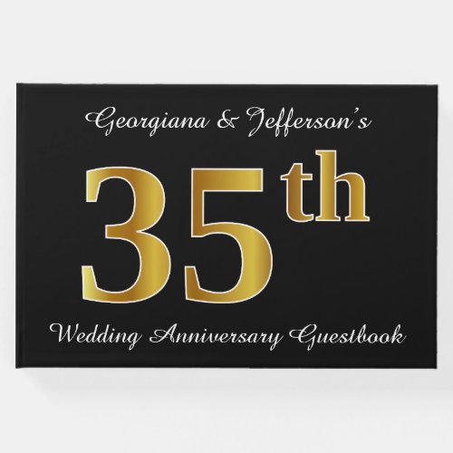Faux Gold Look 35th Wedding Anniversary  Names Guest Book