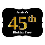 [ Thumbnail: Faux Gold Look 45th Birthday Party + Custom Name Invitation ]