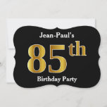 [ Thumbnail: Faux Gold Look 85th Birthday Party + Custom Name Invitation ]