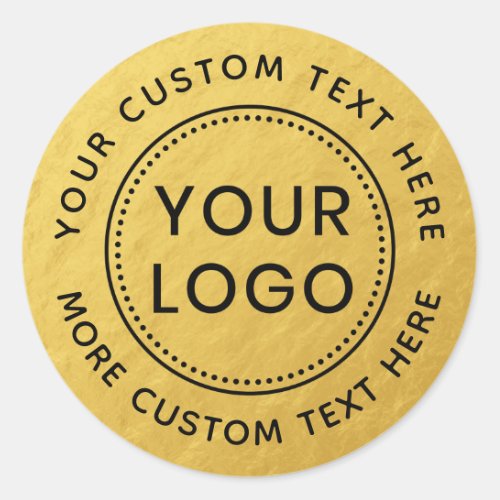 Faux gold look gradient custom logo circular text  classic round sticker