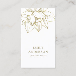 FAUX GOLD LOTUS SIMPLE REIKI SPIRITUAL HEALER BUSINESS CARD