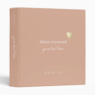 Faux Gold Love Heart Elegant Dusty Rose 3 Ring Binder