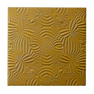 Faux Gold Low Relief Sculptured Abstract  Ceramic Tile