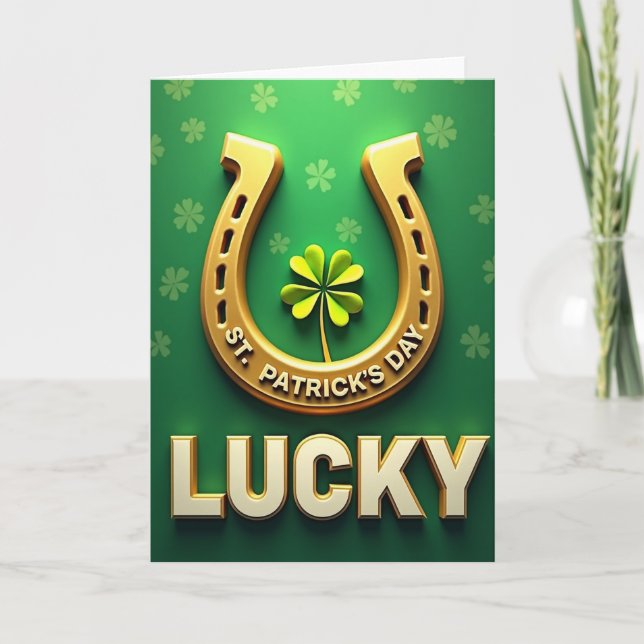 Faux Gold Lucky St Patricks Card (Front)